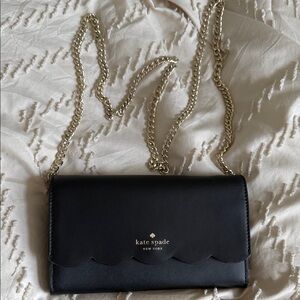Kate Spade Black Clutch with Gold Chain